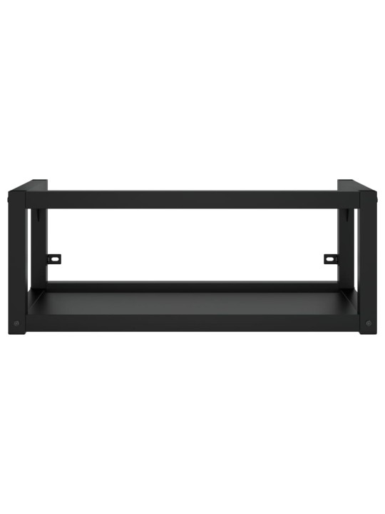 Nástěnný koupelnový regál pod umyvadlo černý 79x38x31 cm železo