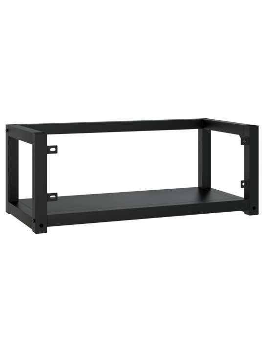 Nástěnný koupelnový regál pod umyvadlo černý 79x38x31 cm železo