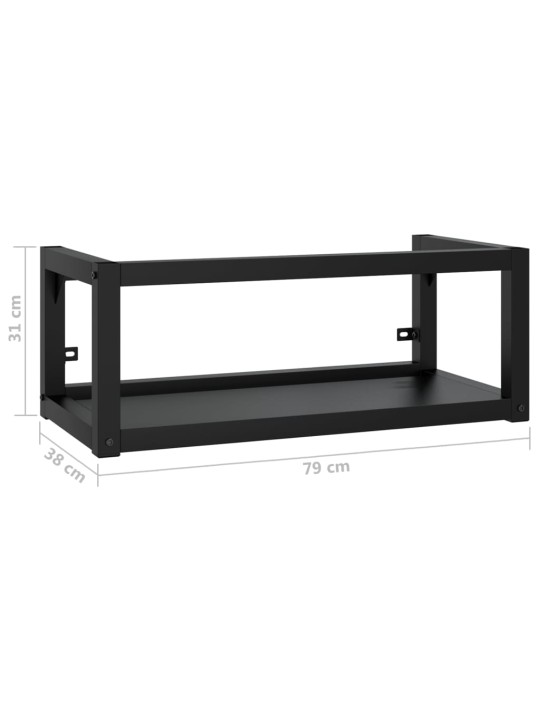 Nástěnný koupelnový regál pod umyvadlo černý 79x38x31 cm železo