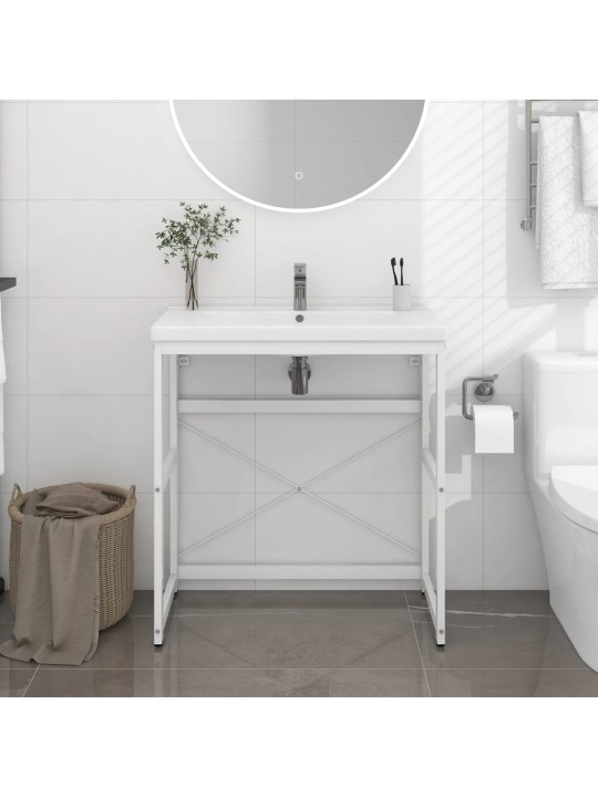 Koupelnový regál pod umyvadlo bílý 79 x 38 x 83 cm železo