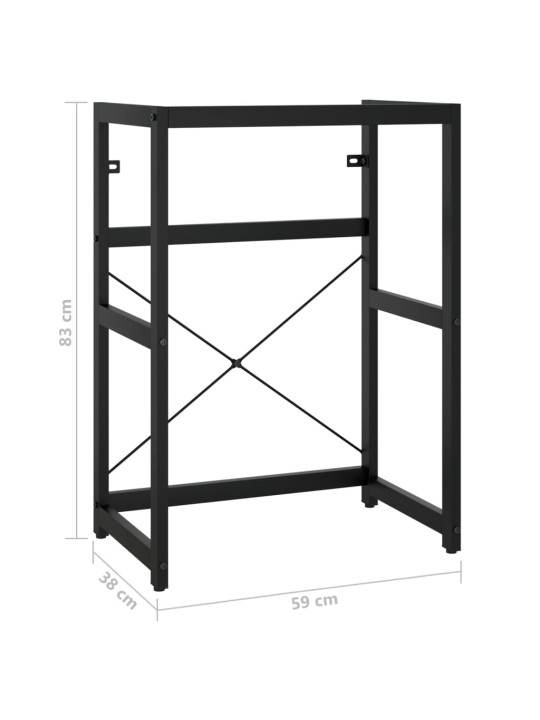 Koupelnový regál pod umyvadlo černý 59 x 38 x 83 cm železo