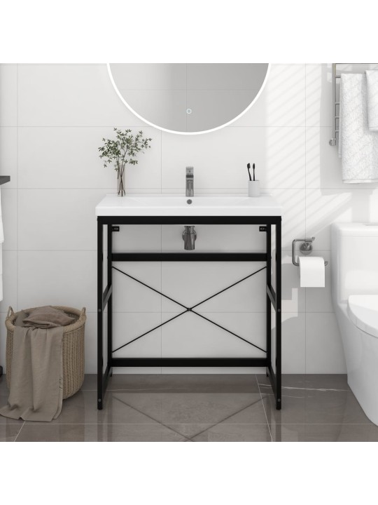 Koupelnový regál pod umyvadlo černý 79 x 38 x 83 cm železo