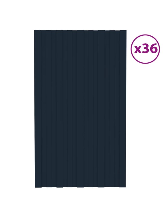 Střešní panely 36 ks pozinkovaná ocel antracitové 80 x 45 cm