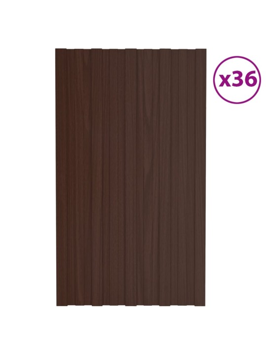 Střešní panely 36 ks pozinkovaná ocel hnědé 80 x 45 cm
