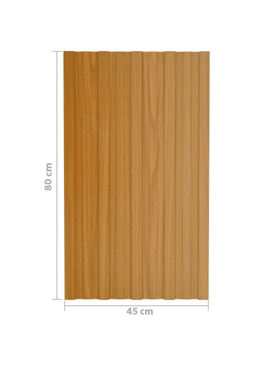 Střešní panely 12 ks pozinkovaná ocel světlé dřevo 80 x 45 cm