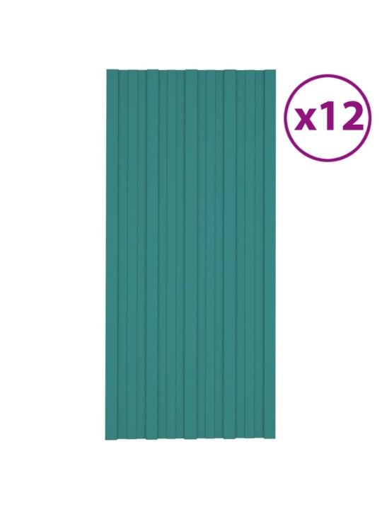 Střešní panely 12 ks pozinkovaná ocel zelené 100 x 45 cm