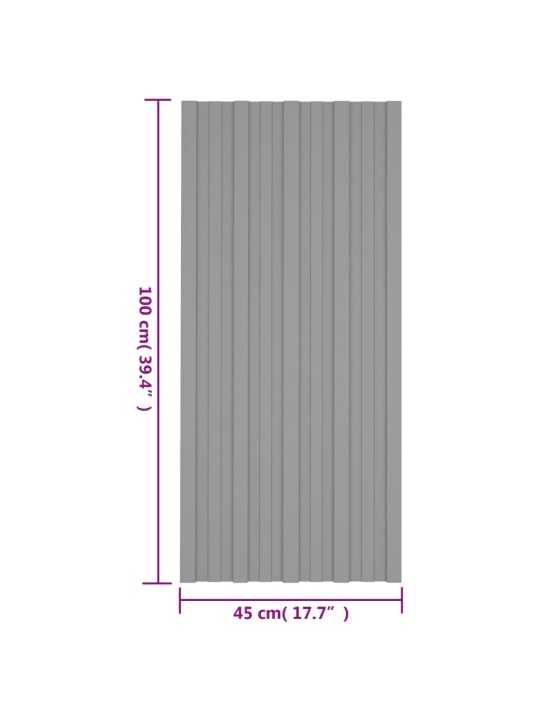 Střešní panely 36 ks pozinkovaná ocel šedé 100 x 45 cm