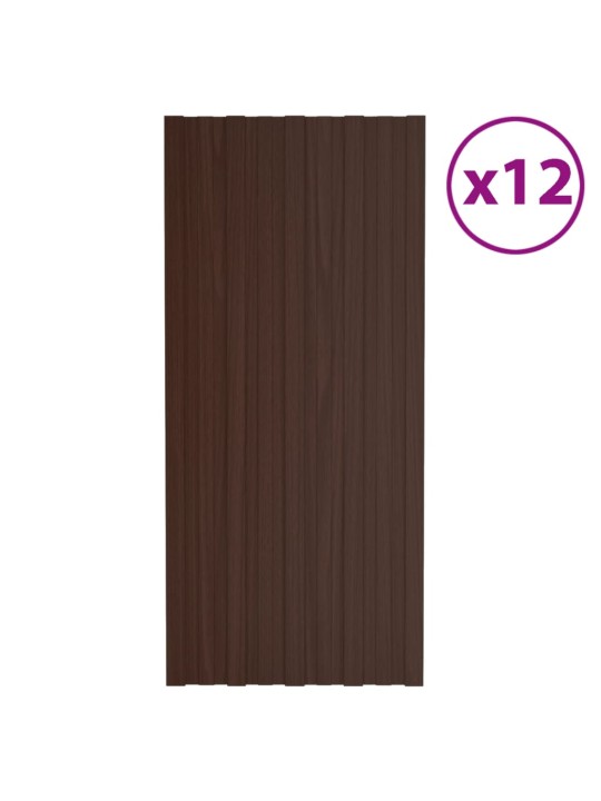 Střešní panely 12 ks pozinkovaná ocel hnědé 100 x 45 cm