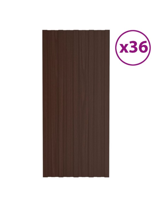 Střešní panely 36 ks pozinkovaná ocel hnědé 100 x 45 cm