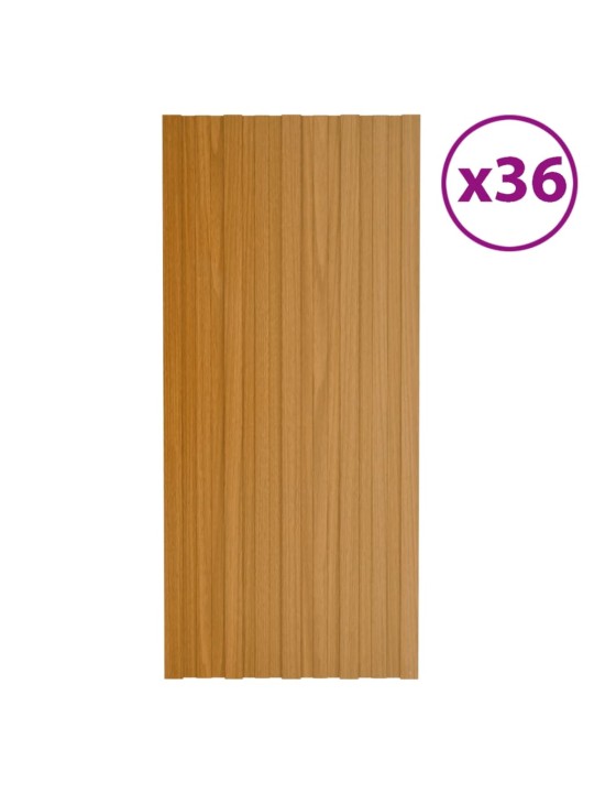 Střešní panely 36 ks pozinkovaná ocel světlé dřevo 100 x 45 cm