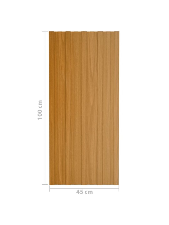 Střešní panely 36 ks pozinkovaná ocel světlé dřevo 100 x 45 cm
