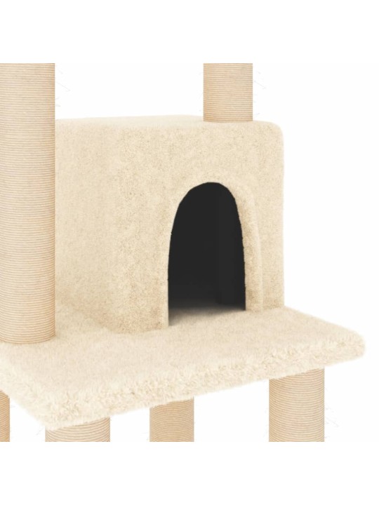 Škrabadlo pro kočky se sisalovými sloupky krémové 105 cm