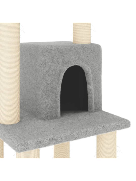 Škrabadlo pro kočky se sisalovými sloupky světle šedé 105 cm