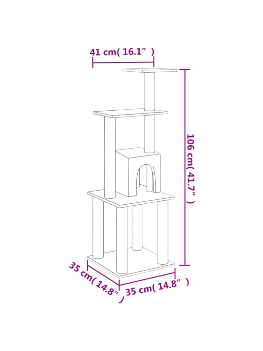 Škrabadlo pro kočky se sisalovými sloupky světle šedé 105 cm