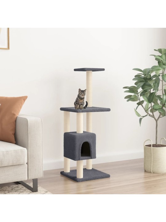 Škrabadlo pro kočky se sisalovými sloupky tmavě šedé 104 cm