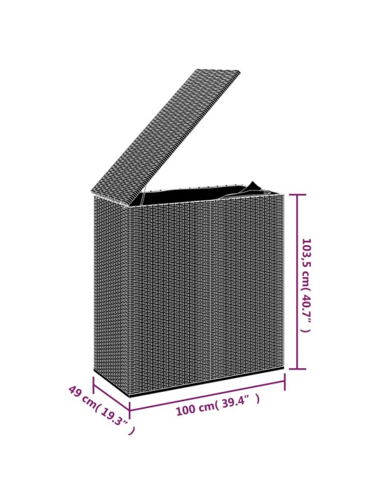Zahradní úložný box PE ratan 100 x 49 x 103,5 cm černý