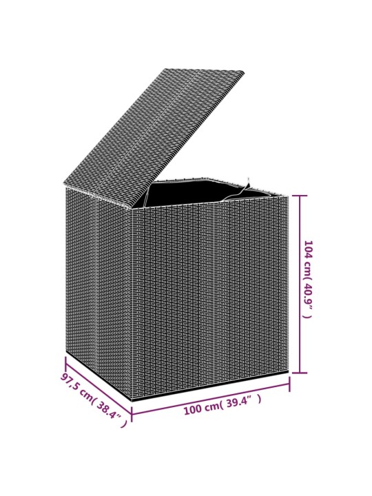 Zahradní úložný box PE ratan 100 x 97,5 x 104 cm šedý