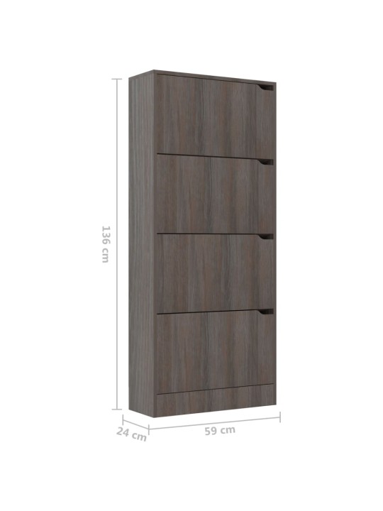 Botník se 4 dvířky šedý dub sonoma 59x24x136cm kompozitní dřevo