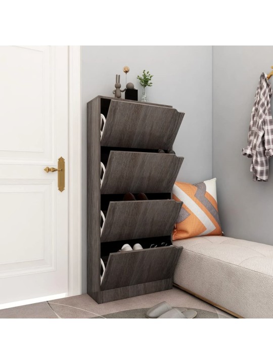 Botník se 4 dvířky šedý dub sonoma 59x24x136cm kompozitní dřevo