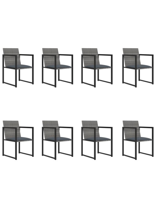 9dílný zahradní jídelní set s poduškami polyratan šedý