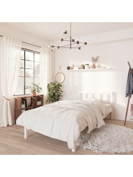 Rám postele bílý masivní borovice 75 x 190 cm malé jednolůžko