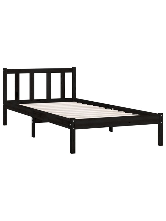 Rám postele černý masivní borovice 75 x 190 cm malé jednolůžko