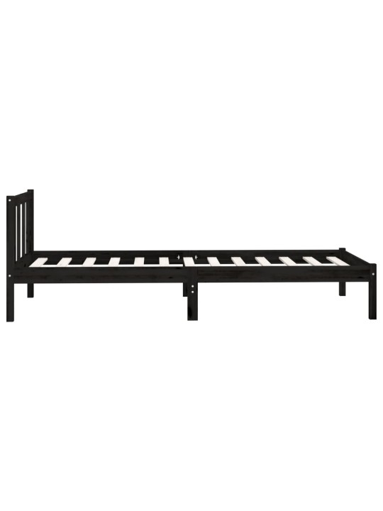 Rám postele černý masivní borovice 75 x 190 cm malé jednolůžko