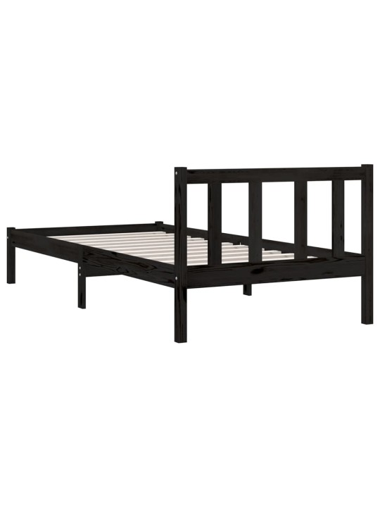 Rám postele černý masivní borovice 75 x 190 cm malé jednolůžko