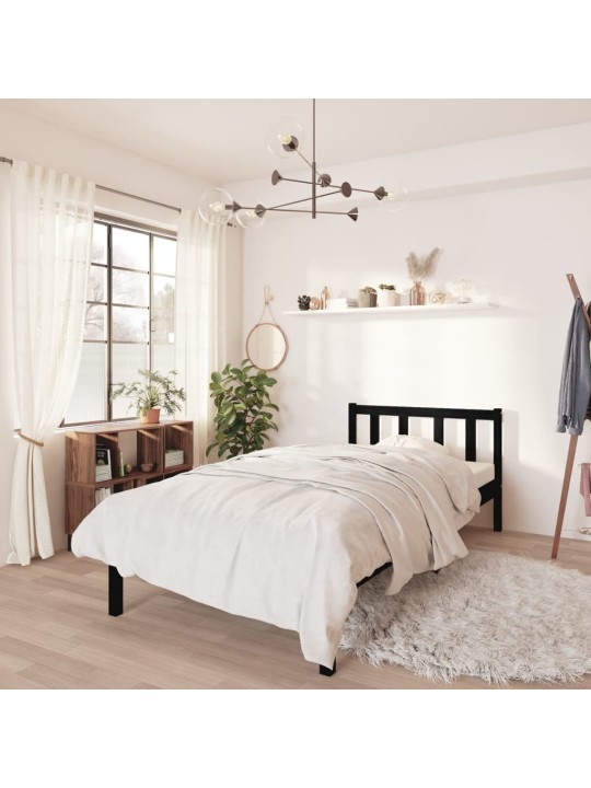 Rám postele černý masivní borovice 75 x 190 cm malé jednolůžko