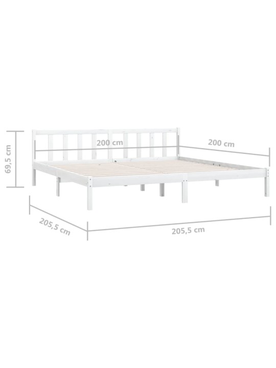 Rám postele bílý masivní borové dřevo 200 x 200 cm