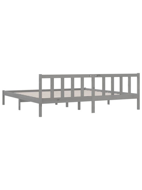 Rám postele šedý masivní borové dřevo 200 x 200 cm