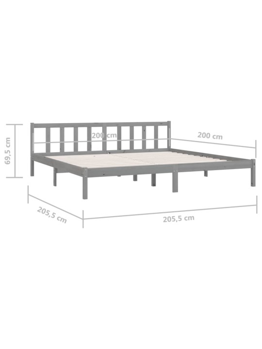 Rám postele šedý masivní borové dřevo 200 x 200 cm