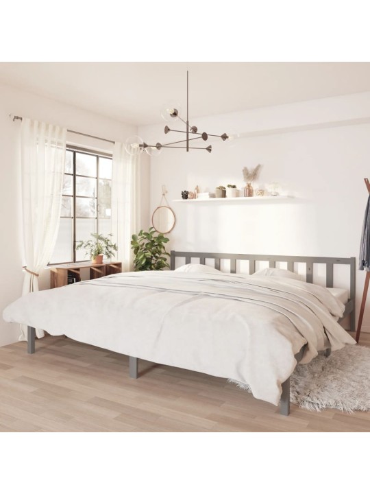Rám postele šedý masivní borové dřevo 200 x 200 cm