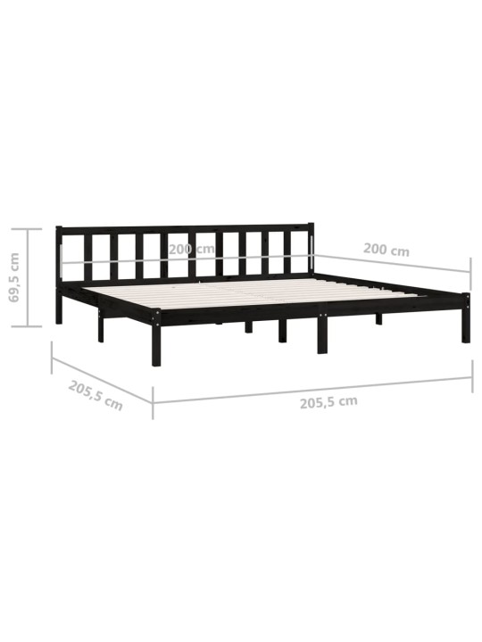 Rám postele černý masivní borové dřevo 200 x 200 cm