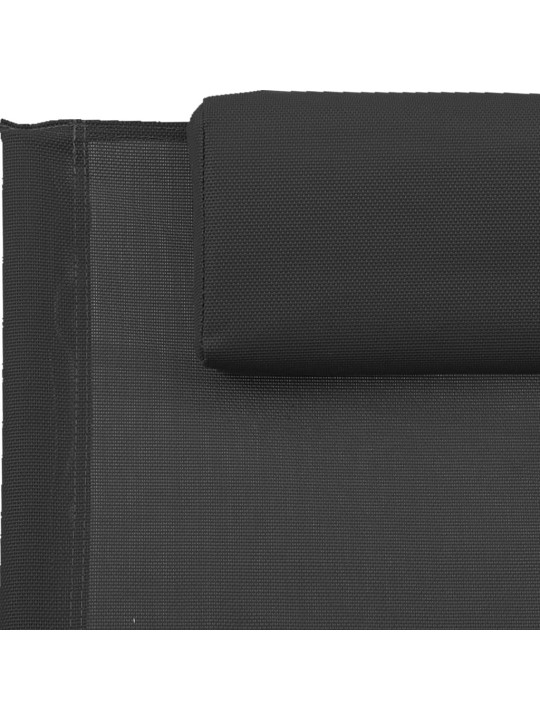 Zahradní lehátko s polštářem ocel a textilen černé