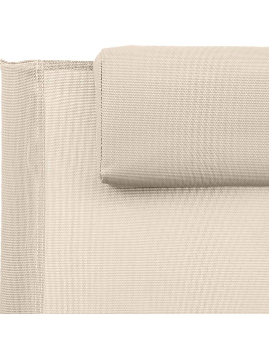 Zahradní lehátko s polštářem ocel a textilen krémové
