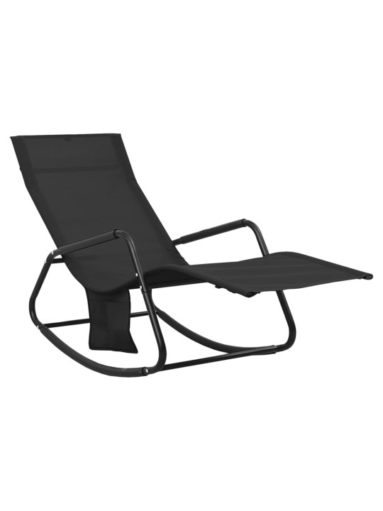 Zahradní lehátko ocel a textilen černé
