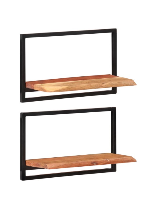Nástěnné police 2 ks 60 x 25 x 35 cm masivní akácie a ocel
