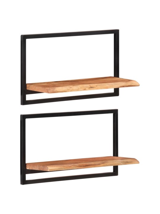 Nástěnné police 2 ks 60 x 25 x 35 cm masivní akácie a ocel