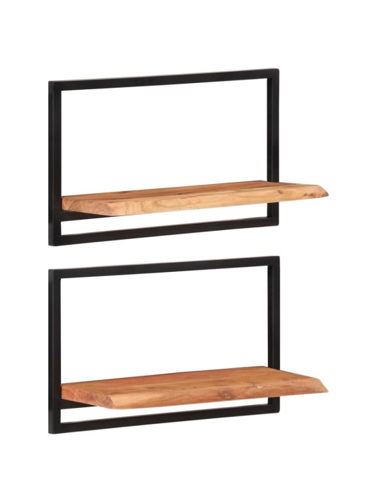 Nástěnné police 2 ks 60 x 25 x 35 cm masivní akácie a ocel