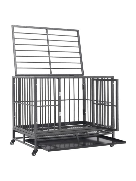 Klec pro psy s kolečky ocel 102 x 72 x 85 cm
