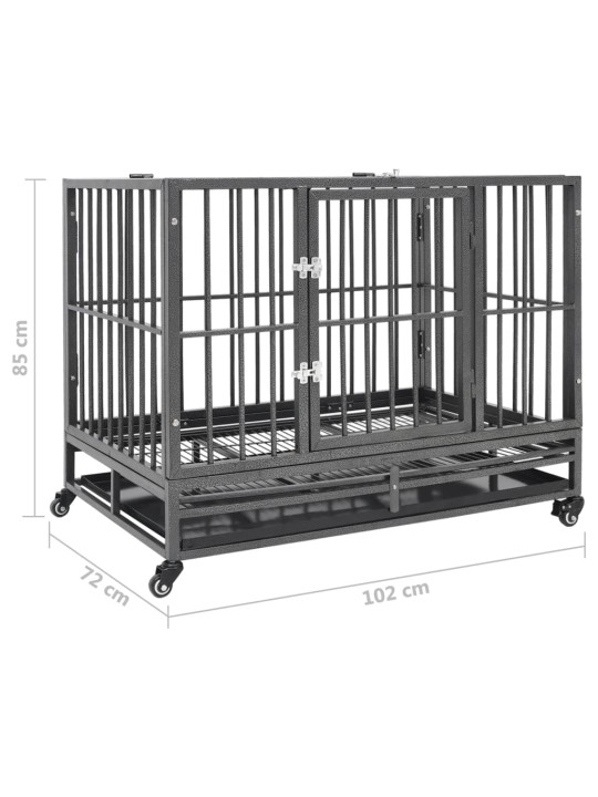 Klec pro psy s kolečky ocel 102 x 72 x 85 cm