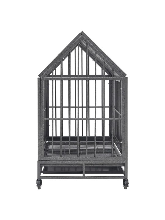 Klec pro psy s kolečky a stříškou ocel 92 x 62 x 106 cm