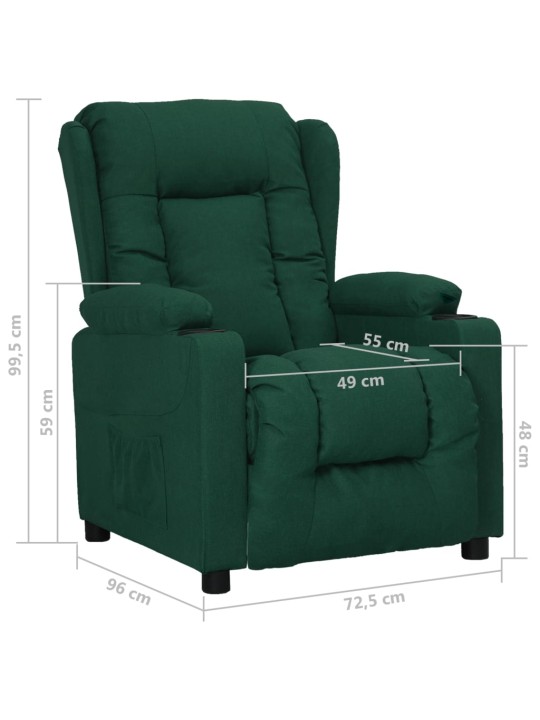 Polohovací křeslo tmavě zelené textil
