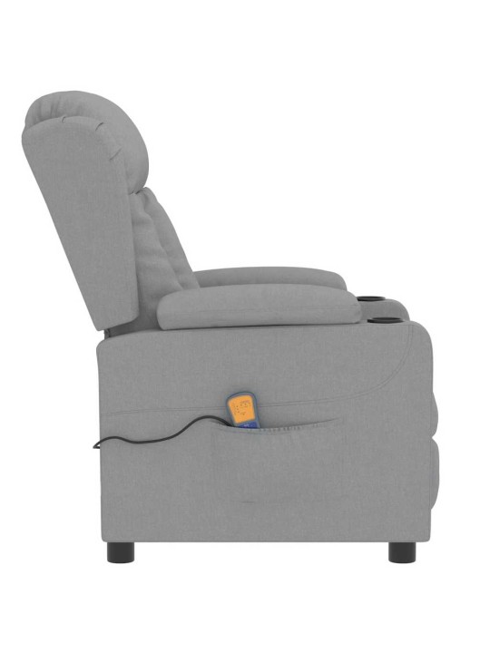 Masážní křeslo světle šedé textil
