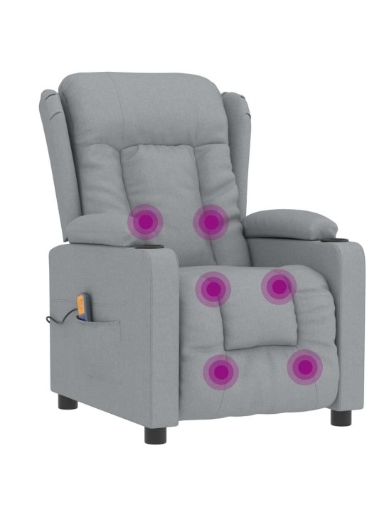 Masážní křeslo světle šedé textil