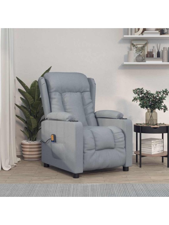Masážní křeslo světle šedé textil