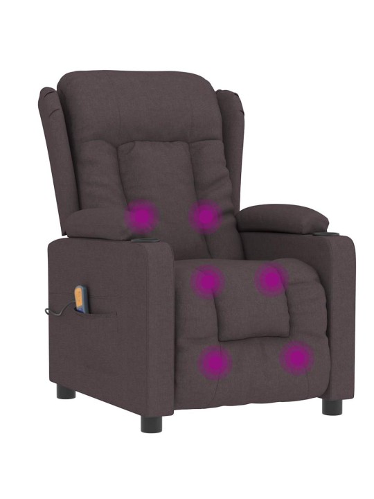 Masážní křeslo tmavě hnědé textil