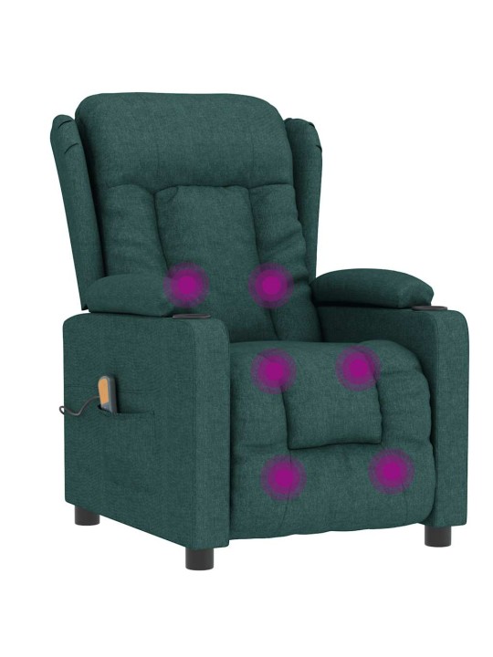 Masážní křeslo tmavě zelené textil