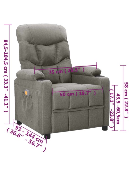 Masážní křeslo světle šedé textil